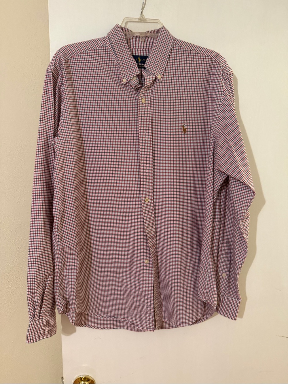 Polo by Ralph Lauren Red and White Micro-Check Button-Down Shirt